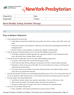 Heart-Healthy Eating Nutrition Therapy