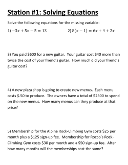 Station #1: Solving Equations