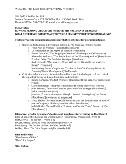 SYLLABUS: ENG 4/597 FEMINIST LITERARY THEORIES CRN