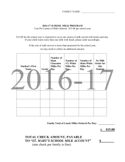 Milk Order Form - St. Mary`s Catholic School, Rockville, MD