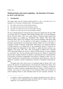 Modal particles and context updating &ndash; the functions of German ja