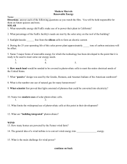 Modern Marvels Renewable Energy Name: Directions: answer each