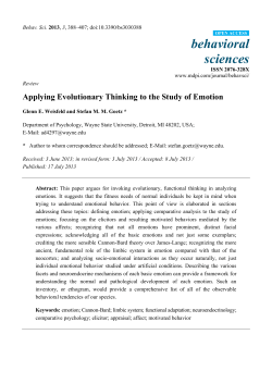 Applying Evolutionary Thinking to the Study of Emotion
