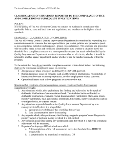 25 Classification of Compliance Concerns and Investigations