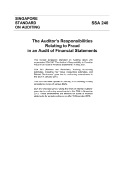 SSA 240 The Auditor`s Responsibilities Relating to Fraud in