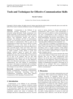 Tools and Techniques for Effective Communication Skills