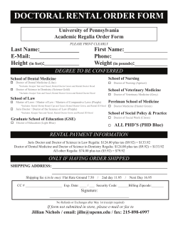 DOCTORAL RENTAL ORDER FORM