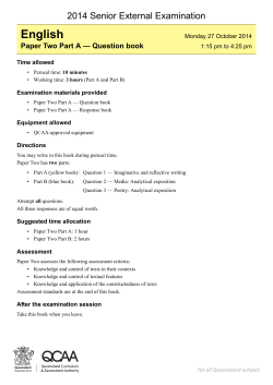Paper Two Part A &mdash; Question book
