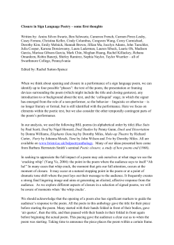 Closure in Sign Language Poetry &ndash; some first