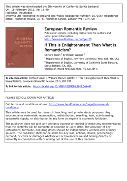 If This Is Enlightenment Then What Is Romanticism?