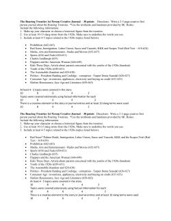 The Roaring Twenties 1st Person Creative Journal &ndash; 30 points