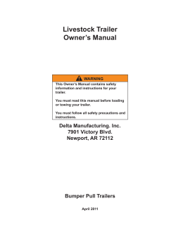 Livestock Trailer Owner`s Manual