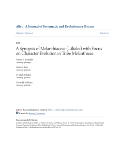 (Liliales) with Focus on Character Evolution in Tribe Melanthieae