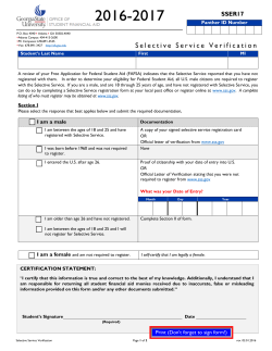 Selective Service Verification - Student Financial Services