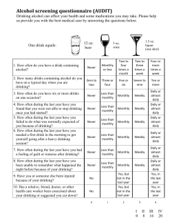 Alcohol screening questionnaire (AUDIT)