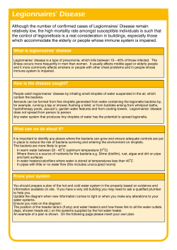 Legionnaire`s Disease Although the number of conἀrmed cases of