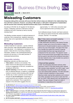 Misleading Customers - Institute of Business Ethics