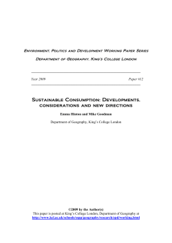 Sustainable Consumption: Developments