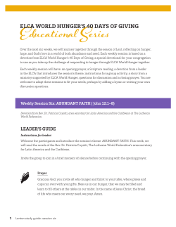 ELCA WORLD HUNGER`S 40 DAYS OF GIVING