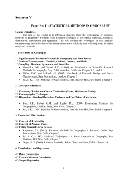 Statistical Methods in Geography