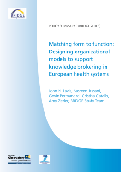 Matching form to function - WHO/Europe