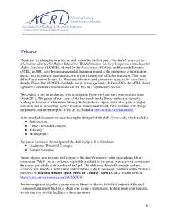 draft Framework for Information Literacy in Higher Education