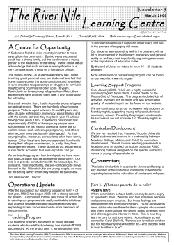 THE RIVER NILE Learning Centre Newsletter