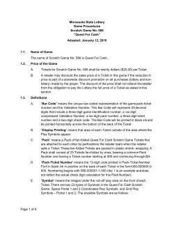Page 1 of 6 Minnesota State Lottery Game Procedures Scratch