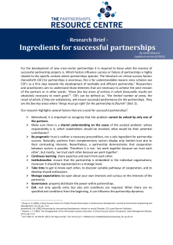 Ingredients for successful partnerships