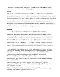 How Deep Is Wollstonecraft`s Democracy?: Sexuality and