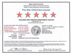 Five Star Child Care License ~-4. - Children and Friends Enrichment