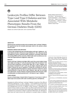Leukocyte Profiles Differ Between Type 1 and Type 2 Diabetes and