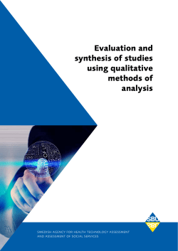 Evaluation and synthesis of studies using qualitative methods