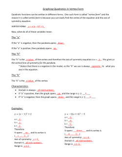 Graphing Quadratics in Vertex Form Notes KEY