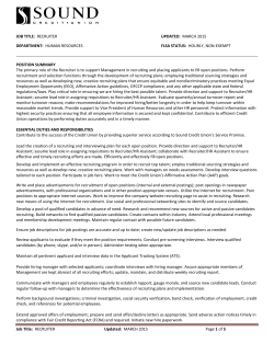 JOB DESCRIPTION OUTLINE