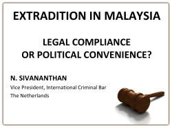 Extradition in Malaysia &ndash; Legal Compliance or Political Convenience?