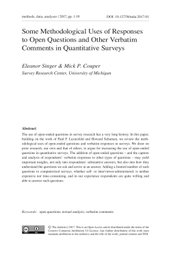 Some Methodological Uses of Responses to Open