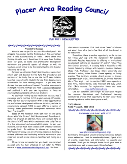 Fall 2011 NEWSLETTER - Placer Area Reading Council