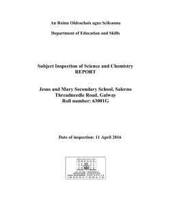 Subject Inspection of Science and Chemistry REPORT Jesus and