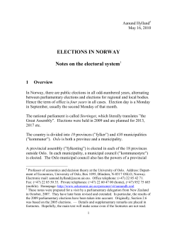 ELECTIONS IN NORWAY Notes on the electoral system1