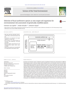 Selection of focal earthworm species as non