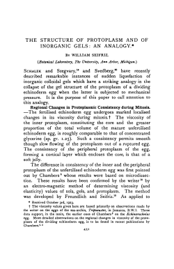 the structure of protoplasm and of inorganic gels: an analogy.