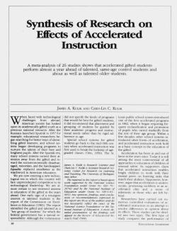 Synthesis of Research on Effects of Accelerated Instruction