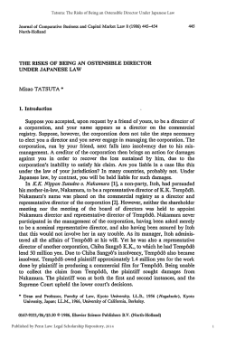 The Risks of Being an Ostensible Director Under Japanese Law