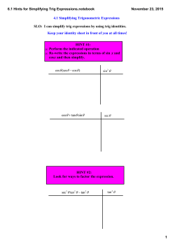 6.1 Hints for Simplifying Trig Expressions.notebook