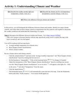 Activity 1: Understanding Climate and Weather