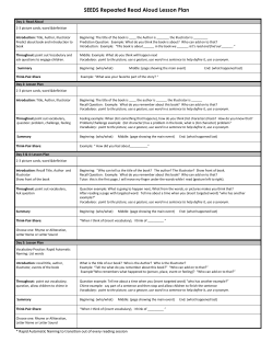 SEEDS Repeated Read Aloud Lesson Plan