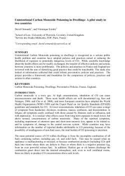 Unintentional Carbon Monoxide Poisoning in Dwellings: A pilot