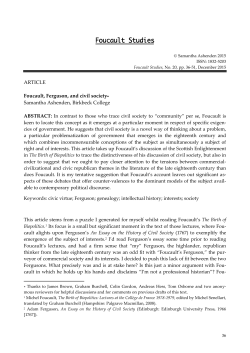 ARTICLE Foucault, Ferguson, and civil society* Samantha