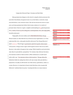 Megan Messina WRA370 Comparative Research Paper: Grammar